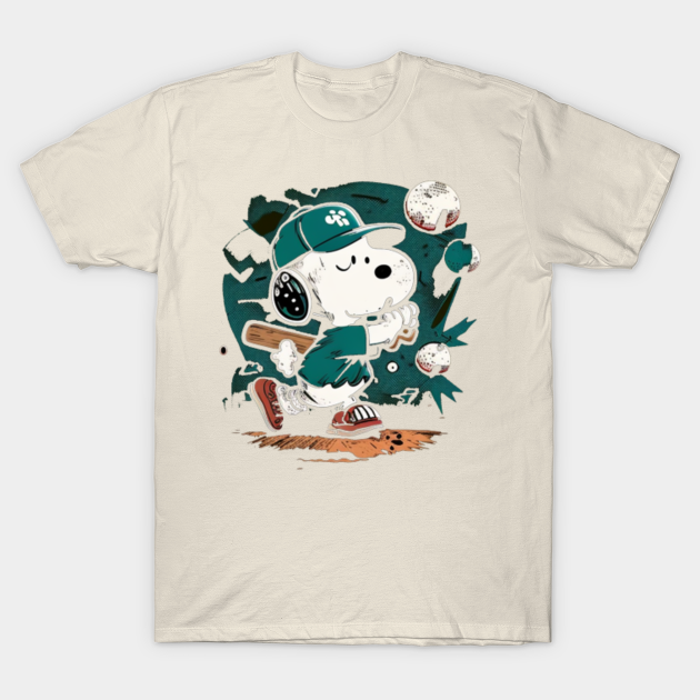 snoopy play baseball abstract - Snoopy - T-Shirt