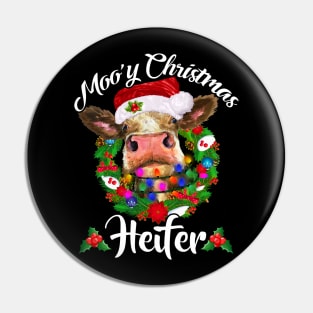 Moo_y Christmas Heifer Funny Farmer Gift Pin