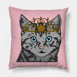 Kitten Wearing Tiara Pillow