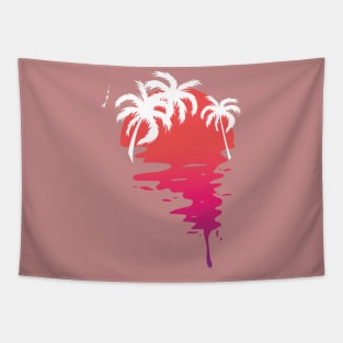 Surfing Sunset Vinatge Palm Tree | Positivity Tapestry