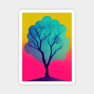 Cotton Candy Lonely Tree Vibrant Colored Whimsical Minimalist - Abstract Minimalist Bright Colorful Nature Poster Art of a Leafless Branches Magnet