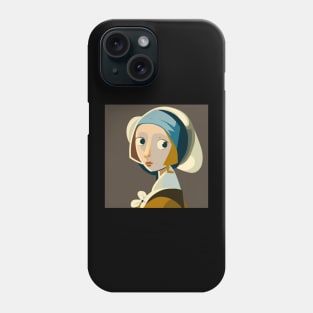 Abstract illustration of Girl with a Pearl Earring by Johannes Vermeer Phone Case