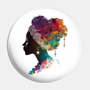 Silhouette of Woman with Colorful Hair Pin