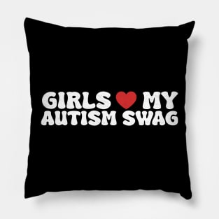 Girls Heart My Autism Swag Funny Girls Love My Autism Swag Pillow