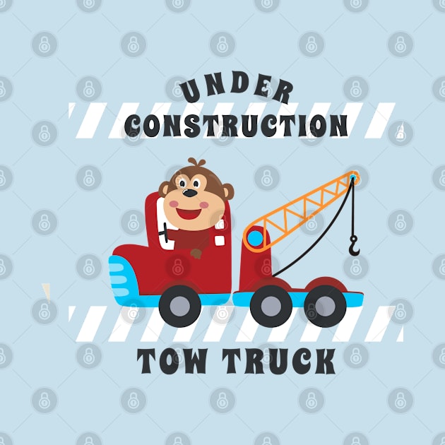 Vector illustration of contruction vehicle with cute litle animal driver. by KIDS APPAREL