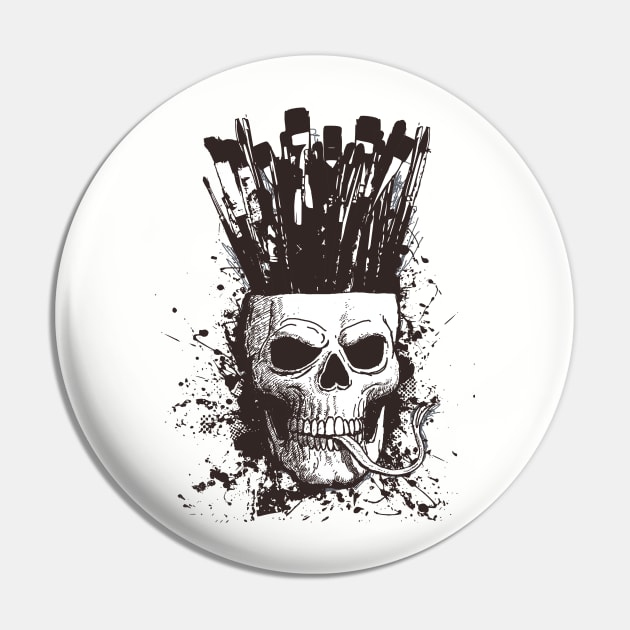 Skull artist brushes Pin by Lizarius4tees