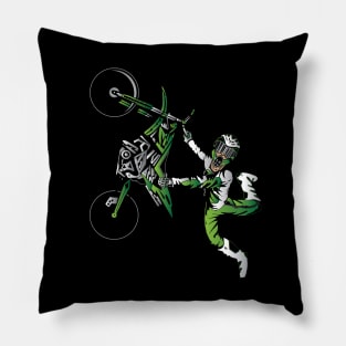 Green Dirtbike Motocross Freestyle Fly Pillow
