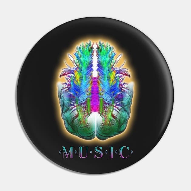 Music Brain Pin by blancobydesign01