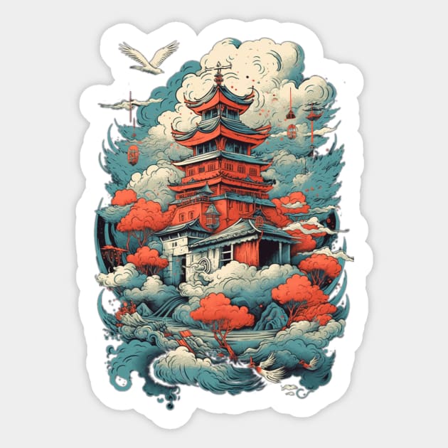 Japanese Castle Stickers for Sale