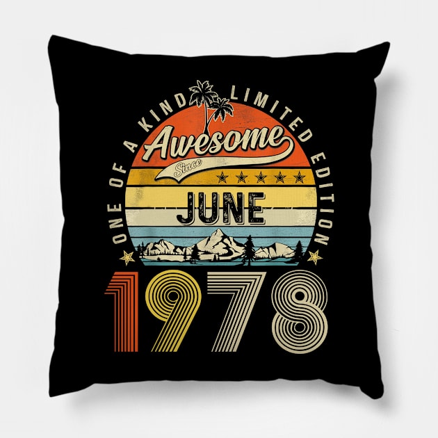 Awesome Since June 1978 Vintage 45th Birthday Pillow by Brodrick Arlette Store