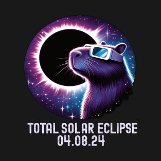 Starry Capybara Total Solar Eclipse T-Shirt