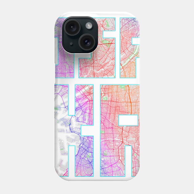 Osaka, Japan City Map Typography - Colorful Phone Case by deMAP Studio