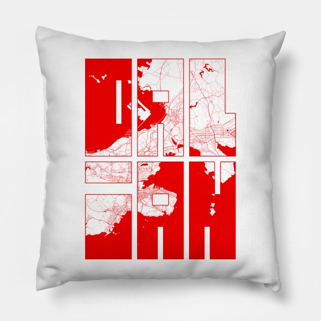 Dalian, Liaoning, China City Map Typography - Oriental Pillow by deMAP Studio