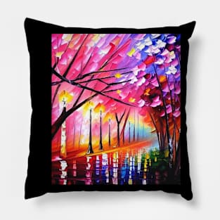 Spring rain through the cherry trees Pillow