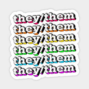 They/Them Pronouns --- Retro Style Design Magnet