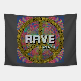 Rave 2023 with flower of life peace symbol Tapestry