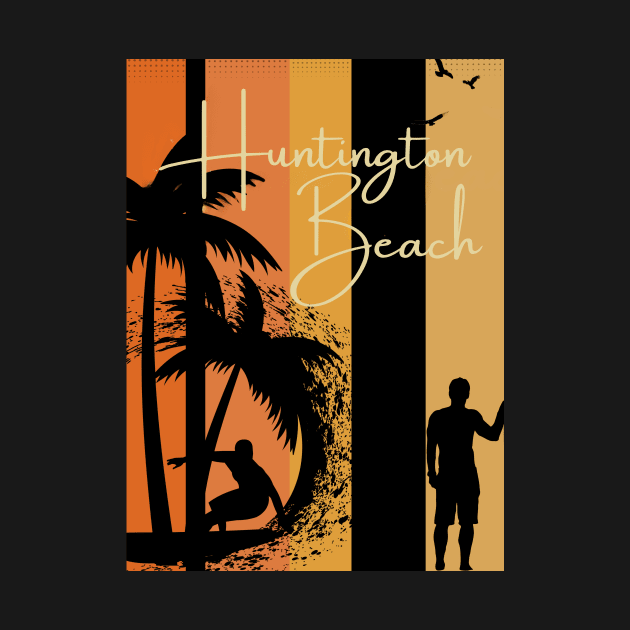 HUNTINGTON BEACH PALM TREE SURFER DESIGN by Blessed Deco and Design