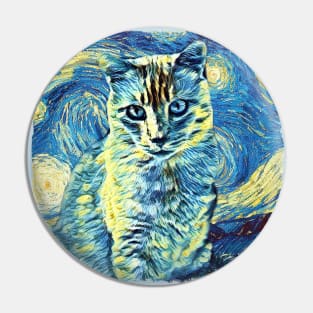 Furry Cat Van Gogh Style Pin