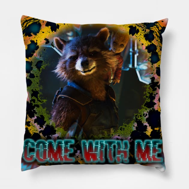 rocket raccoon with groot Pillow by denpoolswag