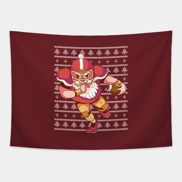 Santa Football Tapestry by Safdesignx