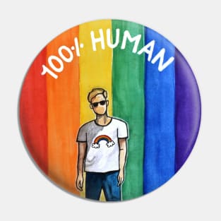 100% Human Pin