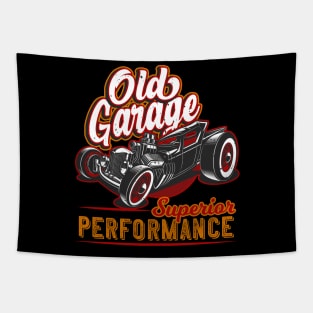 Old Garage Hot Rod California Tapestry