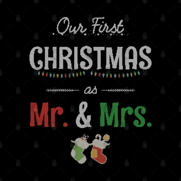 Our First Christmas as Mr and Mrs Ugly 2019 Sweater Knitted Design - Gift Just Married Married Couples by giftideas