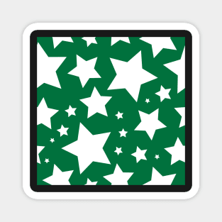 White star print on green Magnet