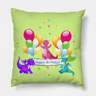 Happy Birthday Dragons Pillow