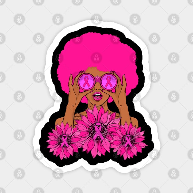 Afro Girl Hair In October We Wear Pink Breast Cancer Awareness Magnet by Gendon Design