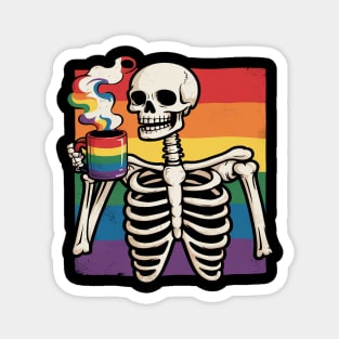 Gay Pride Skeleton Coffee Funny Rainbow Flag Lgbtq Magnet