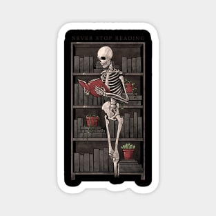 Never Stop Reading - Death Skull Book Gift Magnet