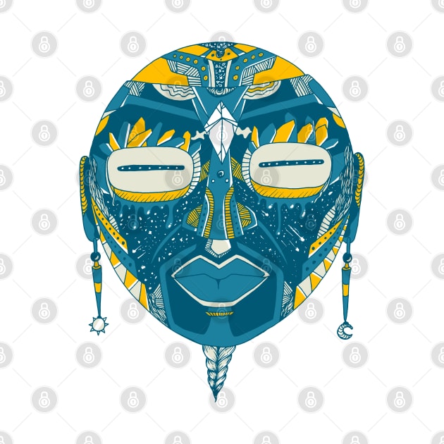 Retro Wave African Mask 2 by kenallouis