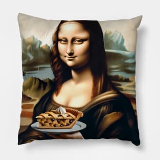 Mona Lisa with Pie Tee - Celebrate National Pie Day in Artistic Style Pillow