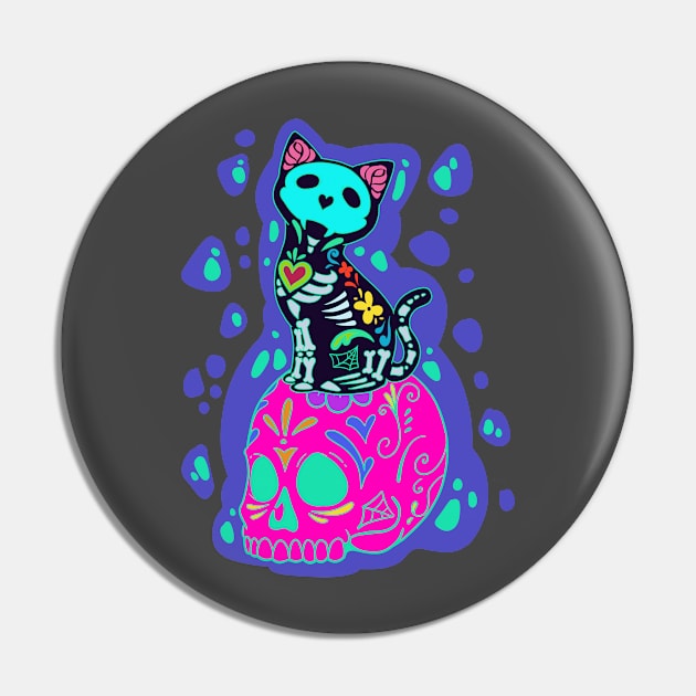 Calavera Dia De Los Muertos Sugar Skull Pin by Linco