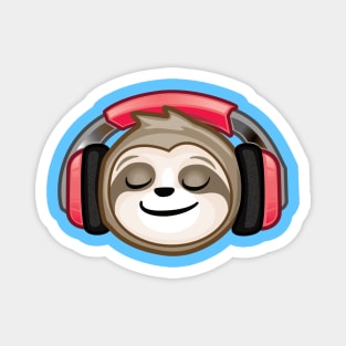 Smiling sloth face listen to music Magnet