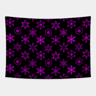 Assorted Snowflakes Magenta on Black Tapestry