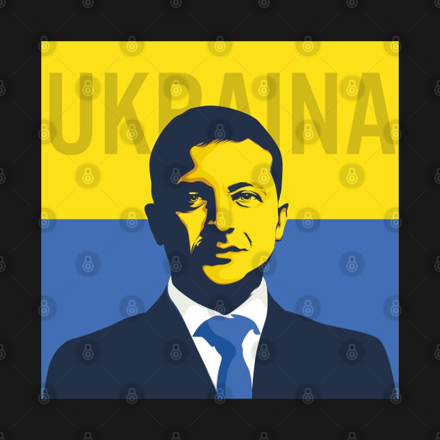 volodymyr oleksandrovych zelensky president portrait banner cartoon sketch flat decor by erika design