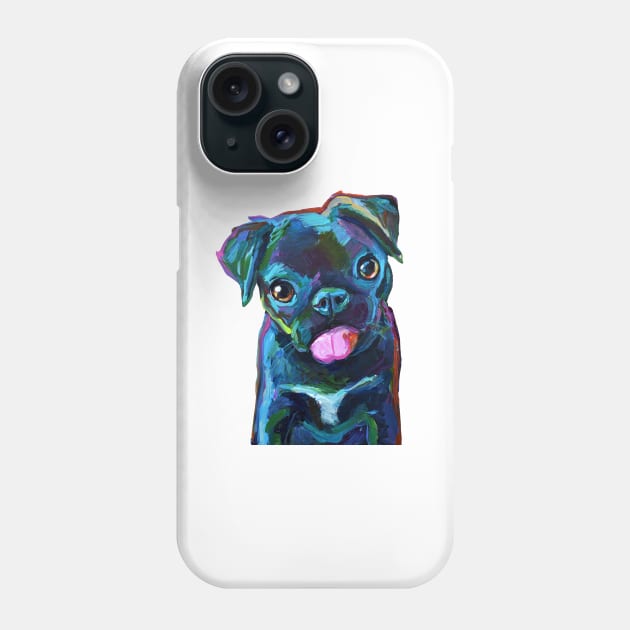 CUTE BLACK PUG PUPPY Phone Case by RobertPhelpsArt