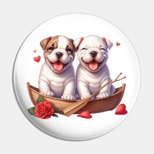 Valentine Bulldog Couple Pin