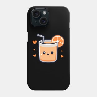 Cute Kawaii Orange Juice with Hearts Winking | Kawaii Food Character Art Phone Case