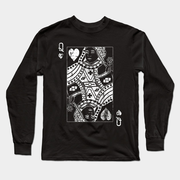 Queen Of Hearts Vintage Card Queen Of Hearts Long Sleeve T