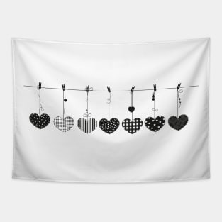 hanging love black Valentine's hearts Tapestry