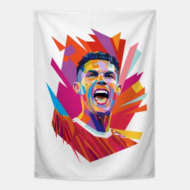 Cristiano Ronaldo Pop Art WPAP #1 Tapestry by Laksana Ardie Store