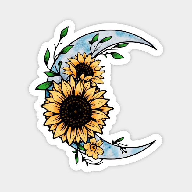 Sunflower and moon Magnet by LaainStudios