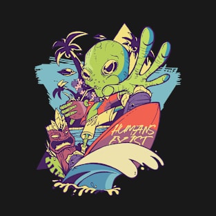 Martian Goes To Hawaii/ An Alien Travelling Through Hawaii On a Surf Board surfing T-Shirt