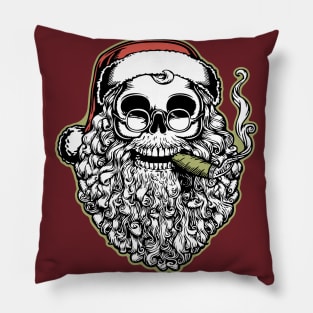 Smokin' Santa Skull Pillow