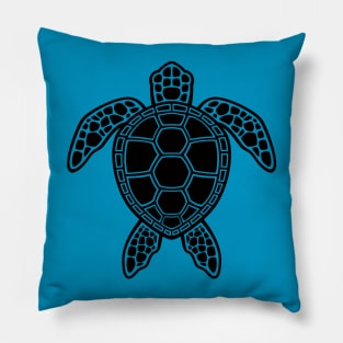 Green Sea Turtle Design - Black Pillow