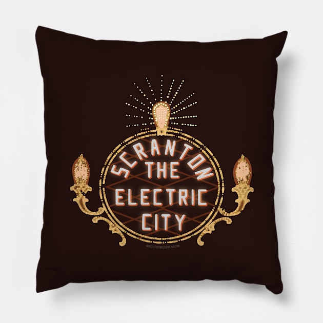 Scranton Pennsylvania Electric City Sign Pillow by sentinelsupplyco