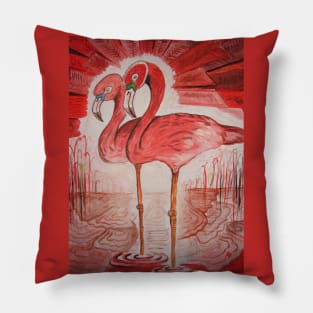 Red flamingos Pillow
